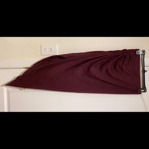 Burgundy high slit skirt